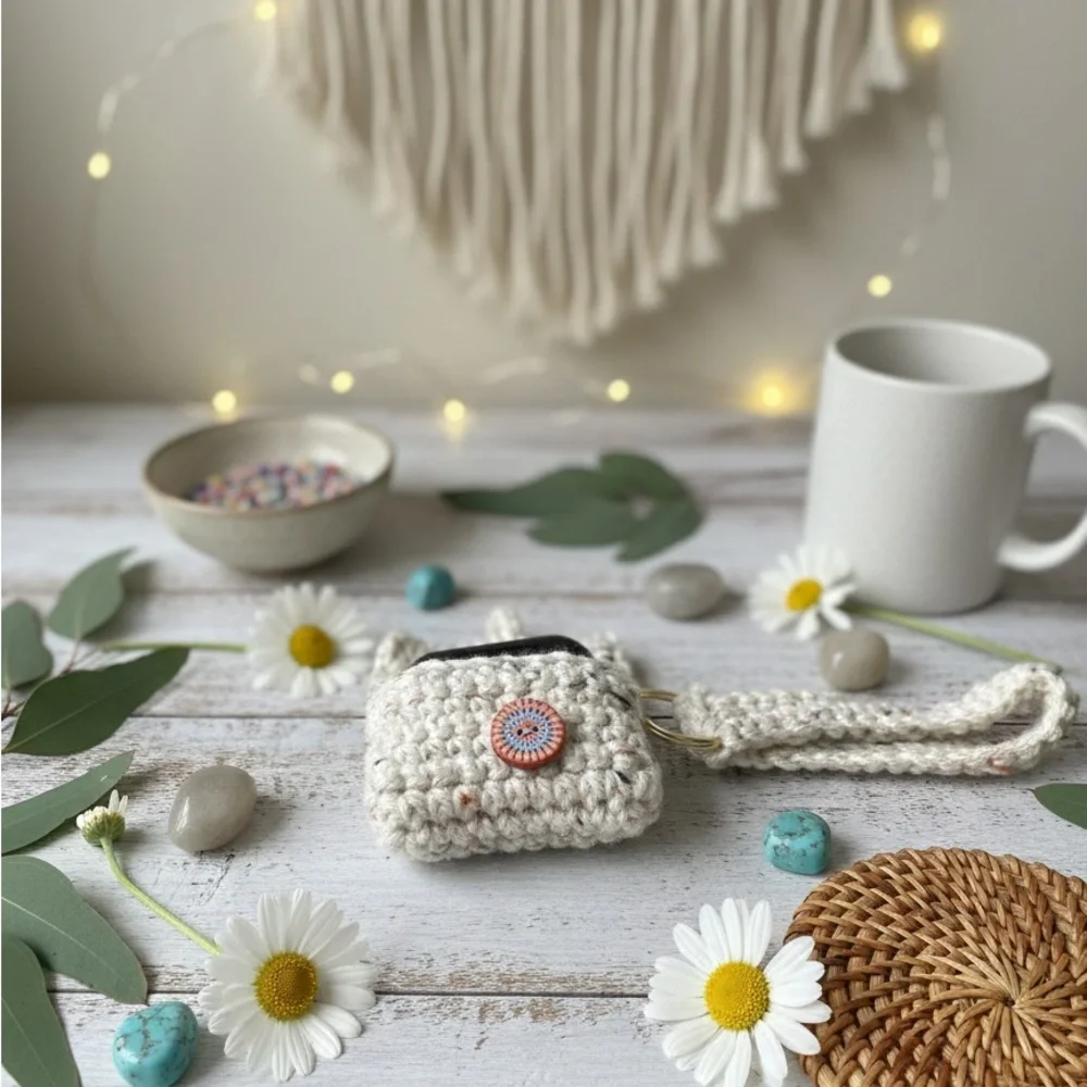 Handmade Crochet Tablet Case - Cream